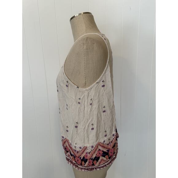 Mudd Tank Top Womens Large Boho Floral Embroidered Crochet Trim Summer Festival - Picture 10 of 11